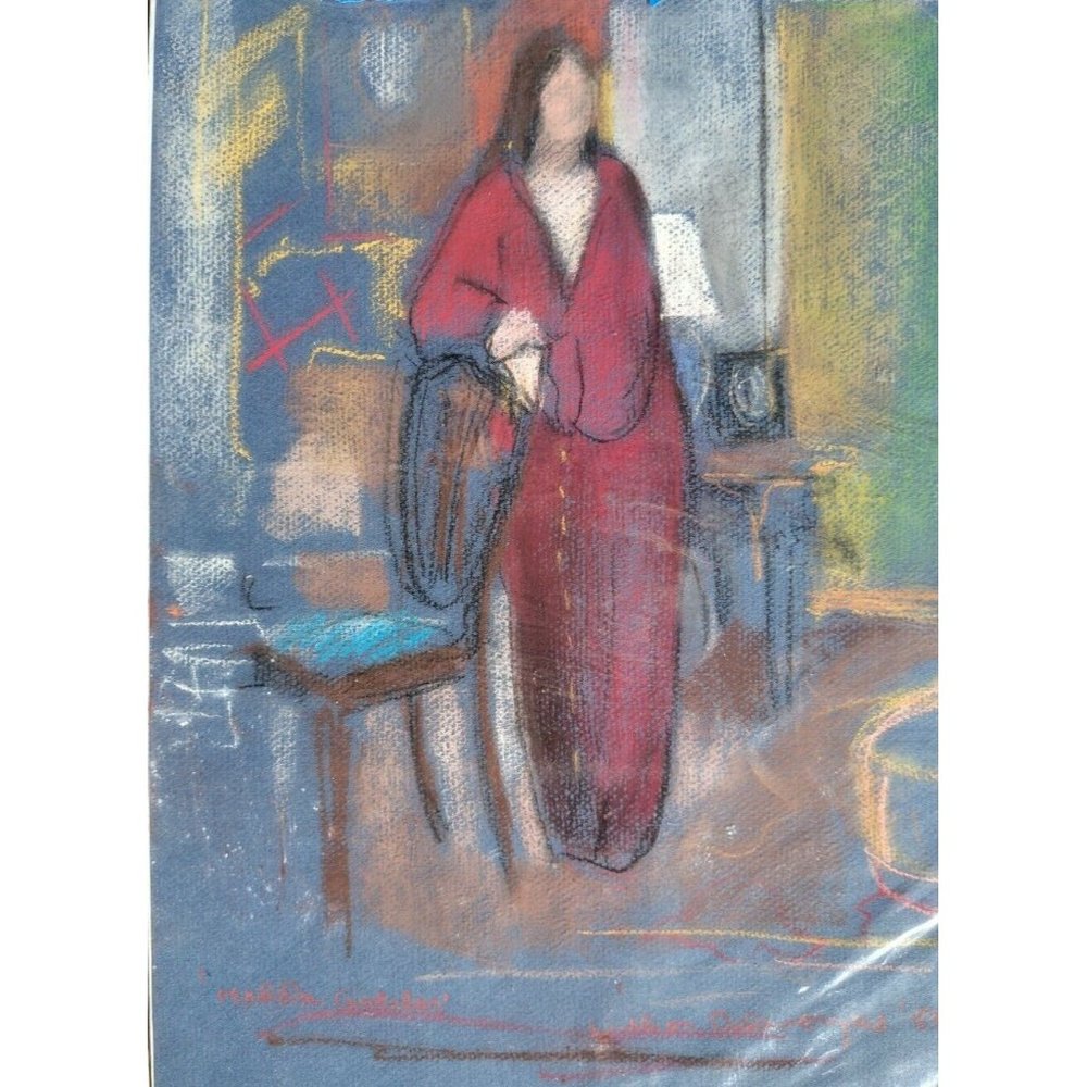 Lillian Delevoryas ~"Hedda Gobler " 1984 Signed  15"x 10.75"  Original Pastel